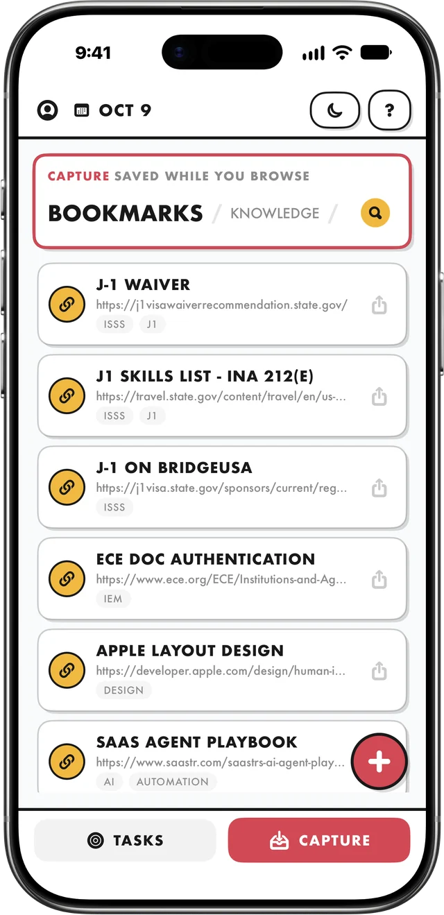 Elf's bookmarks captured while browsing